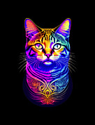 Colorful Psychedelic Cat Digital Art by Flippin Sweet Gear
