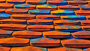 Colorful roof tiles background pattern - digital painting Digital Art by Nicko Prints