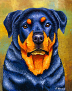 Colorful Rottweiler Dog Painting by Rebecca Wang