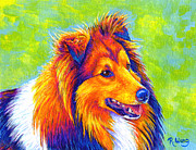 Colorful Shetland Sheepdog Painting by Rebecca Wang