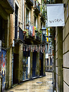 Colorful Streets of Barcelona's Gothic Quarter Charming Narrow European Street Photograph by Travel Essayist