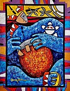 Conga on Fire Reprise Painting by Oscar Ortiz