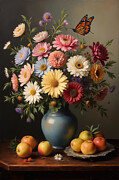 Cosmos Wall Art Floral Still Life Digital Art by Nature Oil Painting