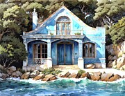 Cottage In The Woods On A Rocky Shore Digital Art by Eris And AI