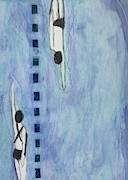 Couples Swim Mixed Media by Mary Conner