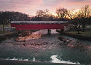 Covered Bridge Sunrise from Wehr's Dam Photograph by Jason Fink