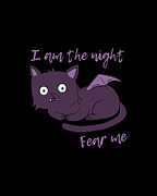 Cute Halloween Cat I Am the Night Fear Me Digital Art by Flippin Sweet Gear