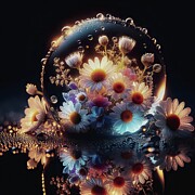 Daisies in a Dreamscape Sphere Digital Art by Deb Beausoleil