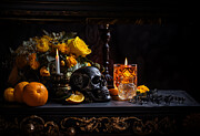 Day of the Dead Still Life with Oranges and Yellow Flowers Digital Art by Michel Cruz-Garcia