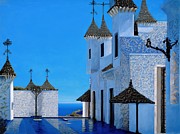 Decorated Village by the Sea of a Bluer Planet Digital Art by Eris And AI