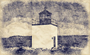 Derby Wharf Light near Salem, Massachusetts - pen sketch Digital Art by Nicko Prints