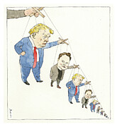 Donald and Elon Pull Strings Painting by Barry Blitt