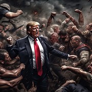 Donald J Trump Battles the DC Swamp Digital Art by Antonios Valamontes