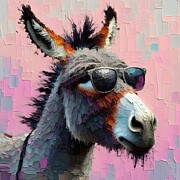 Donkey in shades Ai Art by Lucia Stewart