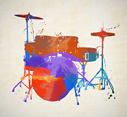 Drum Set Color Splash Painting Painting by Dan Sproul