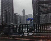 Echoes of Chicago - A Rainy Retrospective Digital Art by Deb Beausoleil