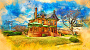 Eddleman-McFarland House in Fort Worth, Texas - digital painting Digital Art by Nicko Prints