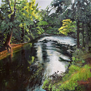 Ellijay River Behind the B and B Painting by Jan Dappen