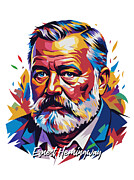 Ernest Hemingway #2 WPAP Pop Art Digital Art by Vector Artnesia