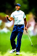 Excited Tiger woods Digital Art by Gradify Creations