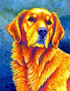 Faithful Friend - Colorful Golden Retriever Dog Painting by Rebecca Wang