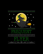 Frequent Flyer Ugly Halloween Witch Sweater Digital Art by Flippin Sweet Gear