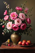 Fuchsia Wall Art Floral Still Life Digital Art by Nature Oil Painting
