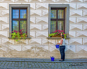 Gardening in Cesky Krumlov's charming streets Photograph by Steven Dos Remedios
