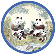 Giant Panda Mothers with Babies Painting by Sun Chuanzhe