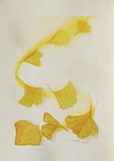 Ginkgo Fall Sun Painting by Elizabeth Reich