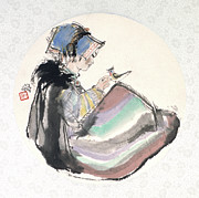 Girl With Bird Painting by Cheng Shifa