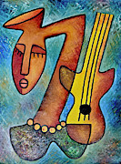 Girl with Guitar Painting by Elisha Ongere