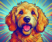 Golden Doodle Pop Art Mixed Media by Dan Sproul