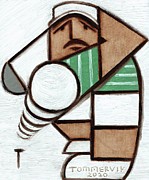 Golf Wall Art - Golfer Teeing off Painting by Tommervik