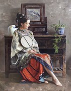 Hanging Orchid Painting by Mingyue Wang