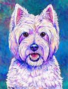 Happiness - Neon Colorful West Highland White Terrier Dog Painting by Rebecca Wang