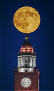 Harvest Super Moon Over the Clock Tower Photograph by Susan Candelario