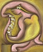 Abstract Painting Of Woman Dancing With A Yellow Hawaiian Lei Painting by Tommervik