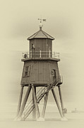 Herd Groyne Lighthouse sepia tone Photograph by Francisco Ruiz Navas