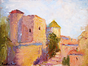 Hilltop Village Painting by Radha Rao