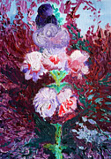 Hollyhocks Painting by Michel Cruz-Garcia