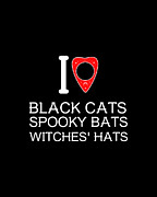 I Love Black Cat Spooky Bats Witches Hats Digital Art by Flippin Sweet Gear