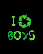 I Recycle Boys Funny Cute Digital Art by Flippin Sweet Gear