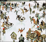 Ice Skating - Humours of London - funny illustrations of social life in the early 1900s by Tony Sarg Drawing by Tony Sarg