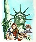 The 1900s - Immigration - The Statue Of Liberty Painting by Paul and Chris Calle