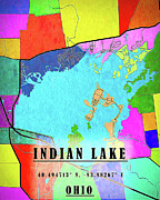 Indian Lake Ohio Color Map Digital Art by Dan Sproul