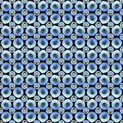 Indigo Milk Cap Mushrooms, Rosette Pattern Mixed Media by Elizabeth Reich