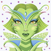 Insect Girl, MantisAnne - Sq.White Digital Art by Valerie White