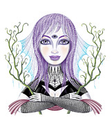 Insect Girl, Spiderella with Branches Digital Art by Valerie White