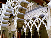 Intricate Mudejar Arches in the Patio de Santa Isabel, Aljaferia Palace Photograph by Travel Essayist